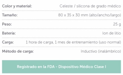 Tamaño, peso y tipo de batería de Elvie